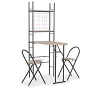 LLEZKBR Juego de muebles de cocina y comedor, juego de comedor plegable de 3 piezas con estante de almacenamiento MDF y acero