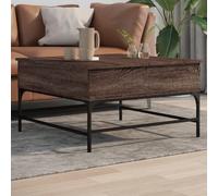 LLEZKBR Mesas de centro, mesa de centro, roble marrón, 80 x 80 x 45 cm, madera y metal