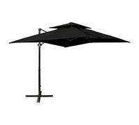 LLEZKBR Sombrilla voladiza de jardín con doble parte superior, 250 x 250 cm, color negro