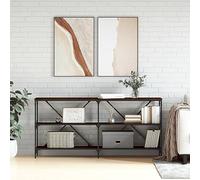 LLEZKBR Tables-Accent - Mesas auxiliares, mesa consola de roble marrón, 160 x 30 x 75 cm, madera de ingeniería y hierro
