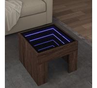 LLEZKBR Tables-Mesas decorativas - Mesas de centro - Mesa de centro con LED infinito de roble marrón 40 x 40 x 30 cm