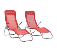 LLEZKBR Tumbonas plegables para exteriores y exteriores, 2 unidades, color rojo textileno