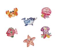 LLHCF 2/6 figuras de animales marinos de resina con parte trasera plana, criatura marina en miniatura, adorno para manualidades, álbumes de recortes, decoración, proyecto creativo