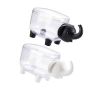 LLHCF 2 cajas de almacenamiento con forma de animal creativo, organizador de escritorio transparente para hisopos de algodón, contenedor decorativo de cosméticos, bonito organizador de maquillaje de