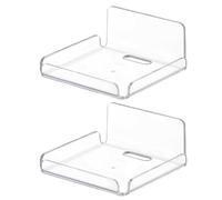 LLHCF 2 estantes de almacenamiento acrílicos transparentes para montaje en pared, sin perforaciones, exhibición flotante para decoración de baño y cocina