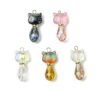 LLHCF 5 unidades/8 dijes de gatos para hacer joyas, elegantes colgantes de animales de colores mezclados, accesorios para hacer llaveros