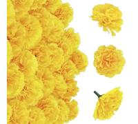 LLHCF 50 entidades de tagetes realistas, inflorescencias de 15 cm, sustratos hechos a mano, flexible para arreglos de coronas de celebración, tagetes artificiales