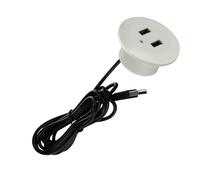 LLHCF Adaptador de carga USB integrado para escritorio, cable de extensión para mesa móvil, sofá, conector de cable rápido oculto, toma de pared con puerto USB