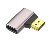 LLHCF Adaptador DisplayPort 1.4 de 8 K, adaptador chapado en oro de 90 grados, conector vertical macho a hembra, convertidor convertidor