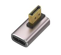 LLHCF Adaptador DisplayPort 1.4 de 8 K, adaptador chapado en oro de 90 grados, conector vertical macho a hembra, convertidor convertidor