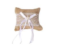 LLHCF Anillos de boda, almohada rústica de arpillera, cojín exquisito, almohada portadora de anillos de boda, fiesta, cojín