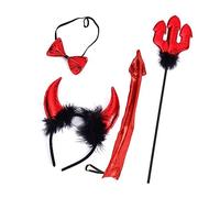 LLHCF Aro de pelo con forma de cuerno de diablo con cola y corbatín, juego de actuaciones, soporte para el pelo, herramientas de fiesta de cosplay para adolescentes y mujeres