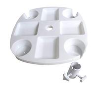 LLHCF Bandeja de mesa para sombrilla de playa, patio, jardín, piscina con portavasos, soporte blanco