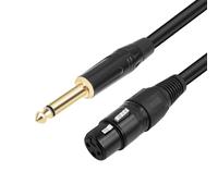 LLHCF Cable auditivo profesional de 6,35 mm a 3 pines hembra para altavoces activos y sistemas de sonido, cable auditivo blindado