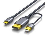LLHCF Cable DisplayPort a USB tipo C 4K @60Hz función táctil para monitores portátiles, portátiles, adaptador tipo aluminio con táctil