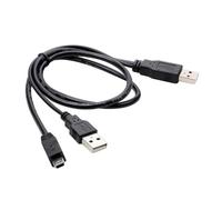 LLHCF Cable divisor en Y de datos simultáneos USB A macho de 2.0 a 5 pines para almacenamiento digital de 0,5 m de largo, cable divisor USB en Y para fuente de alimentación de disco duro externo