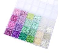 LLHCF Caja de almacenamiento de cuentas de resina de varios colores con 24 secciones para manualidades y accesorios hechos a mano, juego de cuentas de cristal