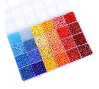LLHCF Caja de almacenamiento de cuentas de resina de varios colores con 24 secciones para manualidades y accesorios hechos a mano, juego de cuentas de cristal