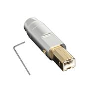 LLHCF Carcasa de conector USB B chapada en oro con agujero de 6 mm, aleación de aluminio para reparación fiable de cables de datos de impresora, emparejamiento de controladores USB