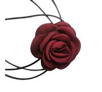 LLHCF Collar con banda para el cuello, collar de cuerda negra retro, gargantilla de camelia para mujeres y niñas, adorno de flor, talla única, como se describe, como se describe