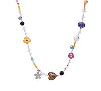 LLHCF Collar con colgante de flor acrílica colorida, gargantilla gótica con cuentas y cadena de clavícula para mujer, joyería de cuello de flor acrílica