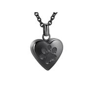 LLHCF Collar conmemorativo funerario para mascotas, colgante de acero en forma de corazón con cámara de cenizas para honrar animales de mascotas, colgante de corazón con garra impresa