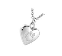 LLHCF Collar conmemorativo funerario para mascotas, colgante de acero en forma de corazón con cámara de cenizas para honrar animales de mascotas, colgante de corazón con garra impresa