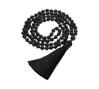 LLHCF Collar de cuentas de piedras naturales, collar con borlas, elegante collar de cuentas de oración, collar de rosario para prácticas de atención plena