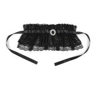 LLHCF Collar de encaje con volantes y lazo para mujer, gargantilla isabelina, renacentista, chal, para fiestas de disfraces de Halloween, cuello de encaje con volantes isabelinos, B, Talla única