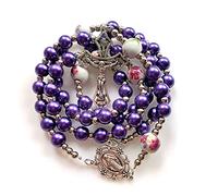 LLHCF Collar de rosario católico de perlas de cerámica con cuentas de figura sagrada