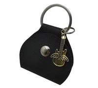 LLHCF Cómoda caja de almacenamiento para púas de guitarra, funda protectora a prueba de golpes, textura de poliuretano, multifuncional, bolsa de almacenamiento para púas de guitarra, Black, Golden
