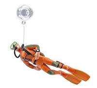 LLHCF Decoración de resina para acuario, buceador para pecera, suministros acuáticos para mascotas con bola transparente flotante y sedal de pesca, decoraciones de resina para peceras