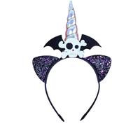 LLHCF Diadema de calavera con cuerno, calabaza, Halloween, fiesta, accesorios para fotos, accesorios de cosplay