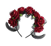 LLHCF Diadema de cuerno hecha a mano para niña, bruja, cuerno, encaje oscuro, máscaras, Halloween, fiesta de brujas