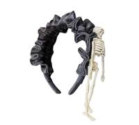 LLHCF Diadema de encaje de esqueleto de bruja, sangre oscura, para carnaval, fiesta, hecha a mano, disfraz de diablo