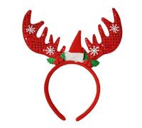 LLHCF Diadema festiva para niños con cuernos de reno y tocado único de cuerno de ciervo, pelo de Navidad, aro rojo