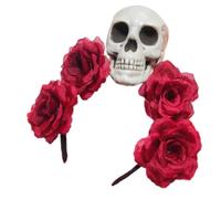 LLHCF Disfraz de bruja sangrienta para el pelo del Día de los Muertos, calavera de sangre oscura, peinado, para espectáculos en vivo, diadema para carnavales
