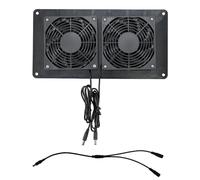 LLHCF Eficiente ventilador doble de 12 V CC para casas y refugios de mascotas, panel solar, ventilador de refrigeración, ventilador de ventilación de 3000 rpm para casa de mascotas