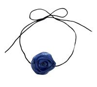 LLHCF Elegante collar de flor de rosa con diseño de flores de imitación para mujeres y niñas, cadena de clavícula llamativa, accesorio elegante gargantilla de flores