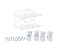LLHCF Estante de pared para registros, estantes flotantes acrílicos, estantes transparentes para colgar en la pared, estante de almacenamiento invisible para el hogar
