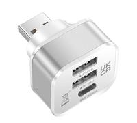 LLHCF Extensor de carga USB portátil para coche, divisor extendido, conector multiuso, repuesto para teléfonos, tabletas, divisor de carga