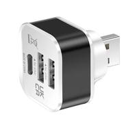 LLHCF Extensor de carga USB portátil para coche, divisor extendido, conector multiuso, repuesto para teléfonos, tabletas, divisor de carga