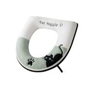 LLHCF Funda de inodoro de felpa acogedora con diseño de gatos juguetones, antideslizante, cálido, cojín de asiento para el baño para clima frío, actualización de baño, fácil de instalar, cojín grueso