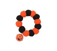 LLHCF Gargantilla de calabaza para decoración de cuello de mascotas, campanas de calabaza, pompones, collar de perro de Halloween, joyería para el cuello de mascotas