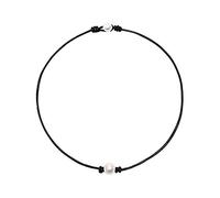 LLHCF Gargantilla gótica de piel negra con perlas auténticas, gargantilla de una sola perla, collar de piel auténtica, joyería para mujer, collar de cadena larga