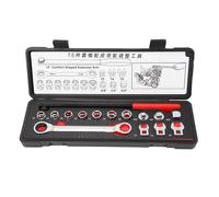 LLHCF Juego de 15 herramientas de ajuste de polea tensora para mantenimiento de cinturón de coche, trabajo de reparación con barra de extensión, herramienta de montaje de herramientas de montaje de