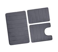 LLHCF Juego de 3 tapetes de baño de franela antideslizantes para inodoro, superabsorbentes, en forma de U, lavables a máquina, suelo de ducha