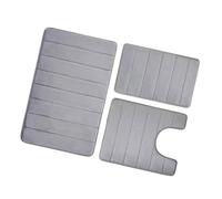 LLHCF Juego de 3 tapetes de baño de franela antideslizantes para inodoro, superabsorbentes, en forma de U, lavables a máquina, suelo de ducha