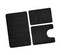 LLHCF Juego de 3 tapetes de baño de franela antideslizantes para inodoro, superabsorbentes, en forma de U, lavables a máquina, suelo de ducha