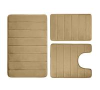 LLHCF Juego de 3 tapetes de baño de franela antideslizantes para inodoro, superabsorbentes, en forma de U, lavables a máquina, suelo de ducha